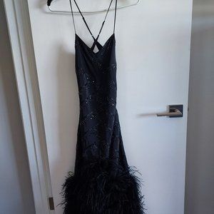 Bebe Semi-formal or formal - Black, Sequins, Feathers